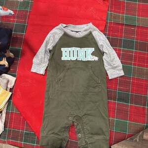 Carter's Baby Boy Grey 'Hunk' Jumpsuit Romper 0- 3 Months & Rabbit